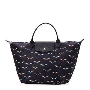 LONGCHAMP Navy Le Pliage Chevaux Satchel Bag Tote